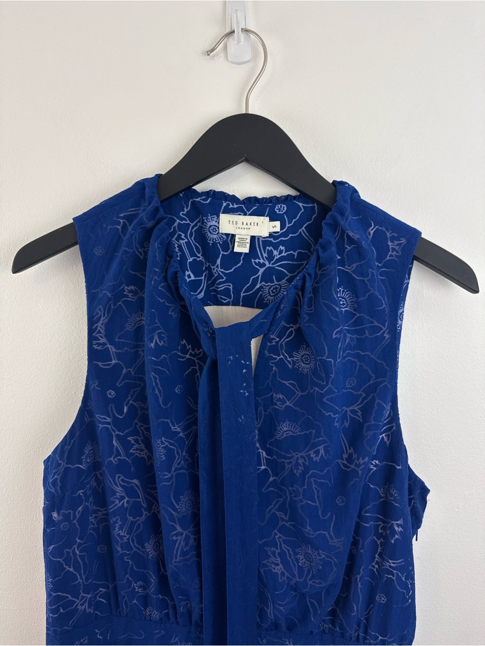 TED BAKER Timmia Asymmetric Tiered Mini Dress. Cobalt blue. Size XL - Picture 7 of 11